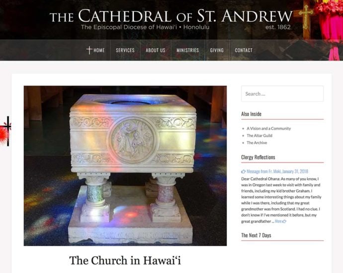 Home page: church website for the Cathedral of St. Andrew (Honolulu,